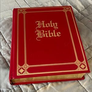 Elegant Red and Gold Holy Bible
